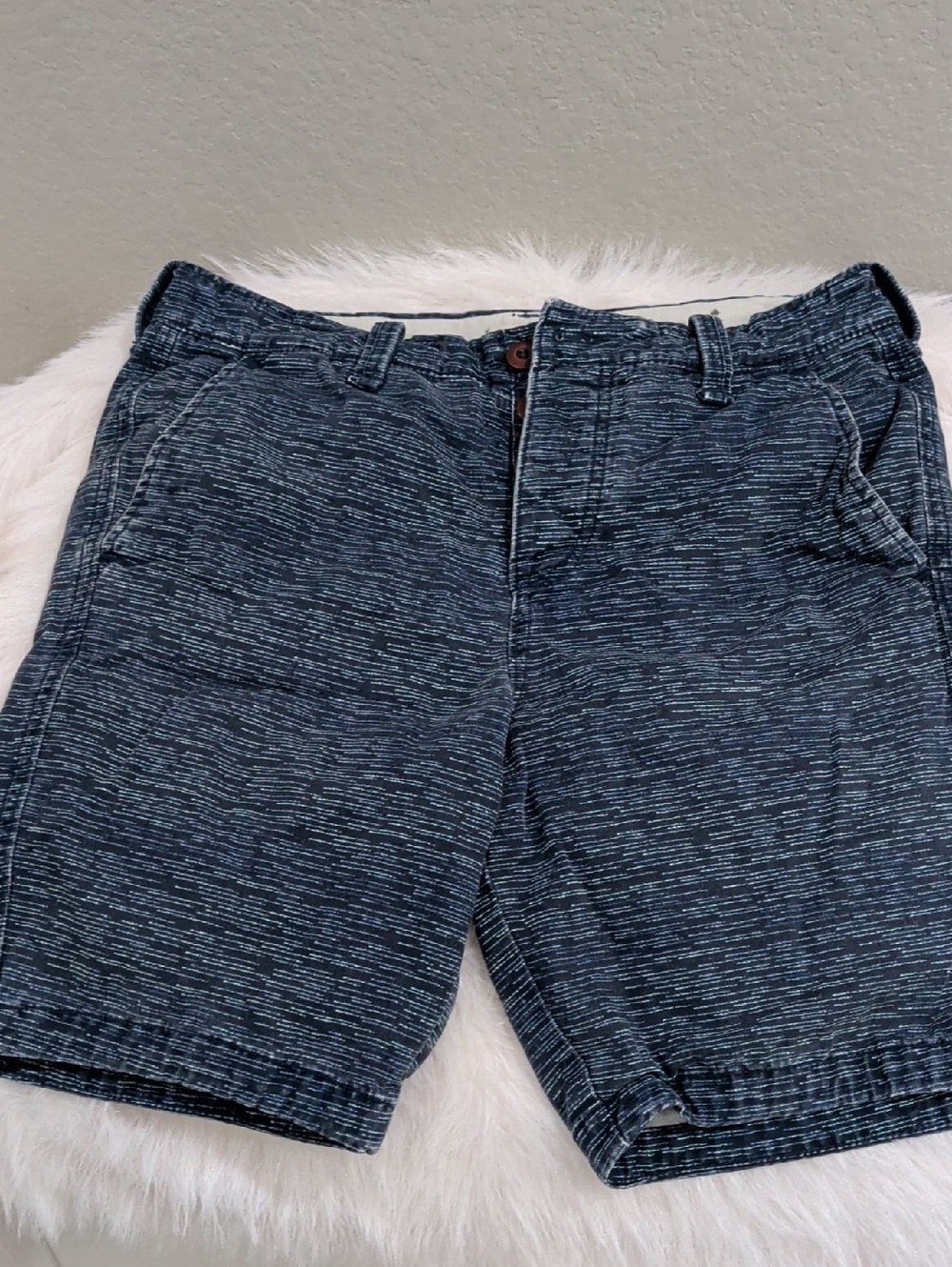 Hollister Men's Navy Space-Dye Flat Front Shorts